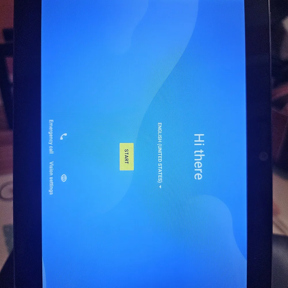 Sleek Black Tablet with Vibrant Blue Display